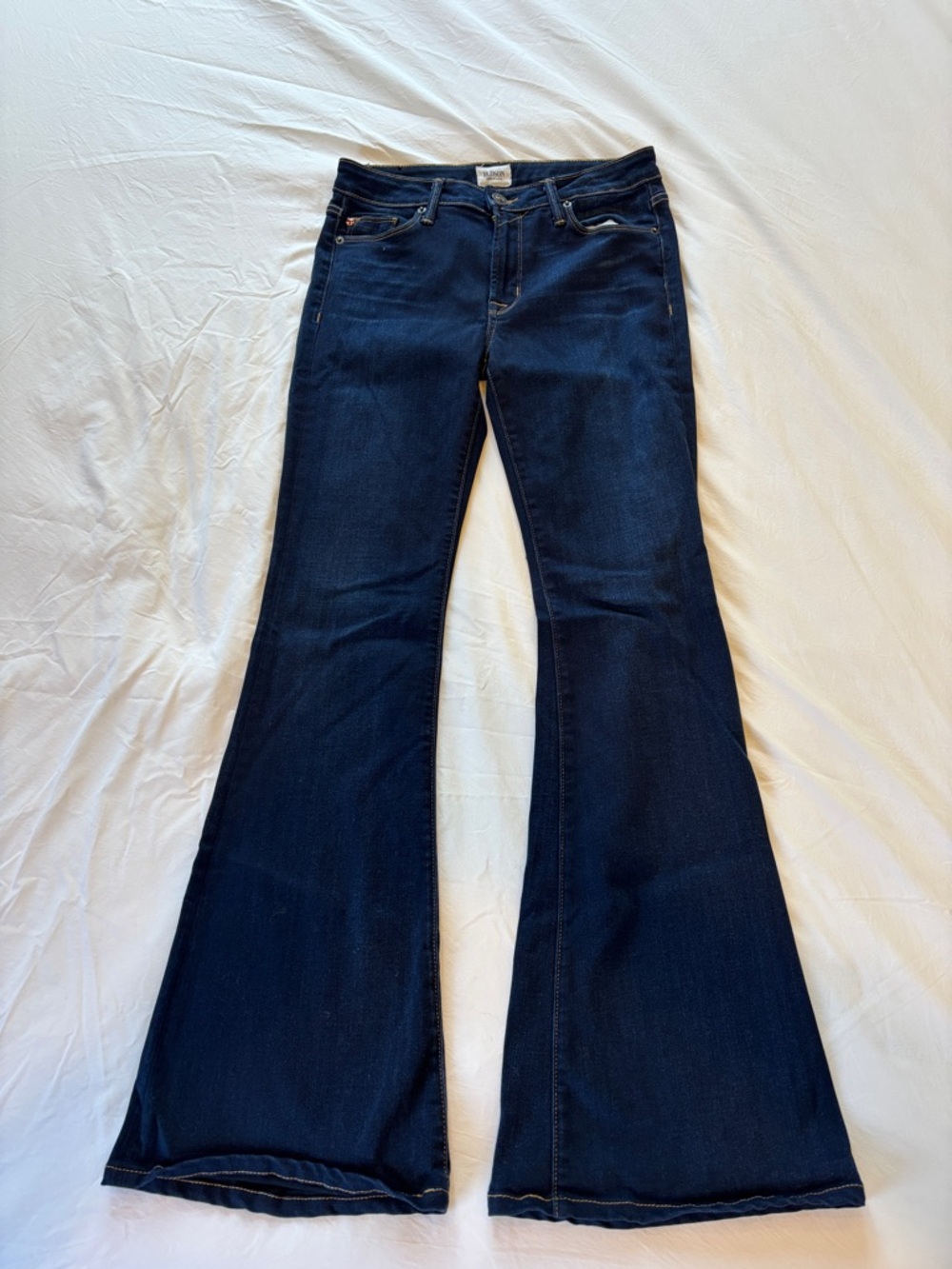 Hudson Jeans Dark Indigo Flare Wide-Leg Jeans Mia Midrise Flare - soft/stretchy